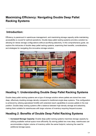 Maximizing Efficiency Navigating Double Deep Pallet Racking Systems