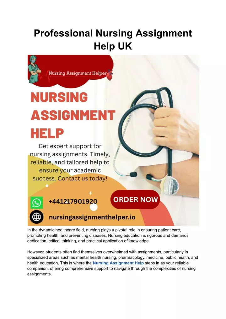 professional nursing assignment help uk