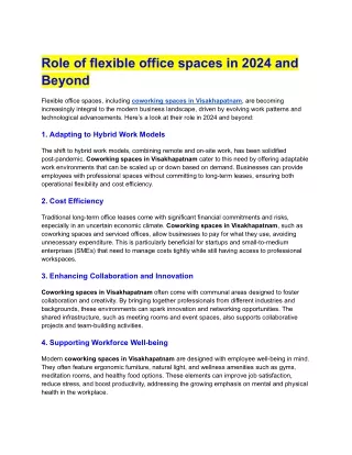 Role of flexible office spaces in 2024 and Beyond