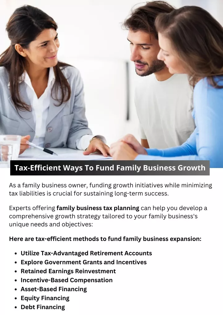 tax efficient ways to fund family business growth