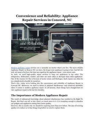 Convenience and Reliability: Appliance Repair Services in Concord, NC