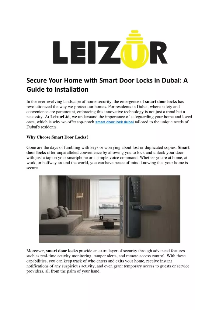 secure your home with smart door locks in dubai