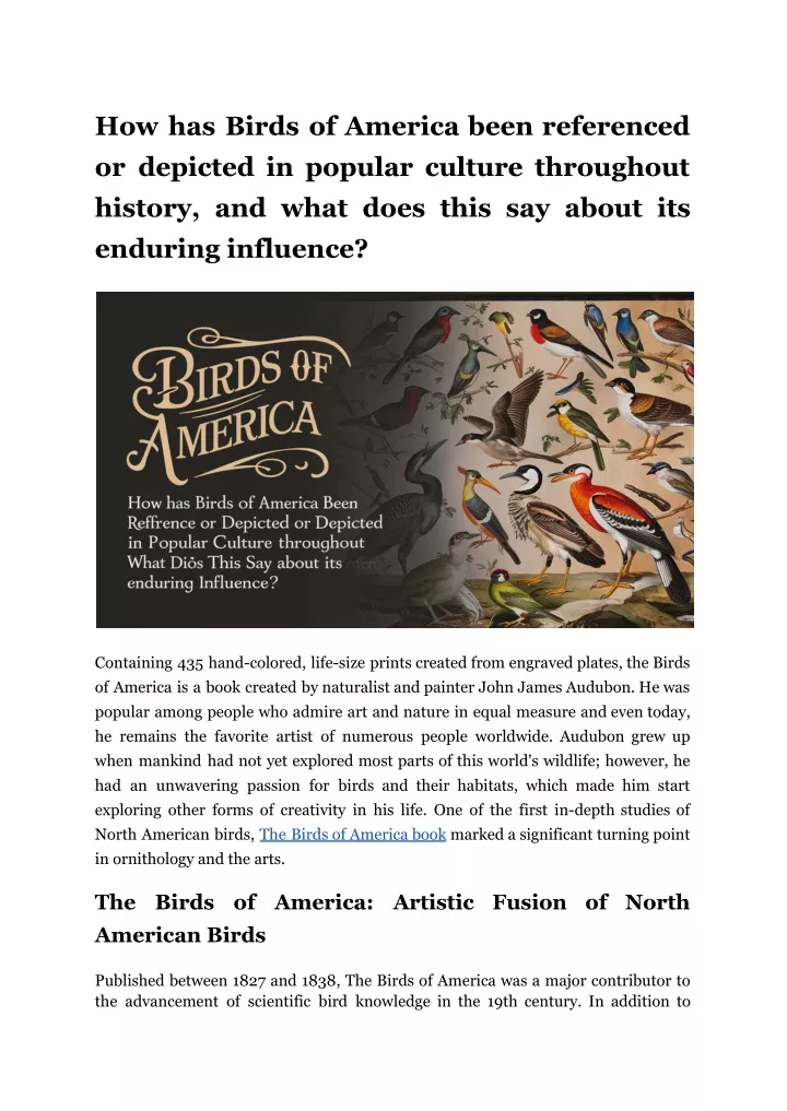 how has birds of america been referenced