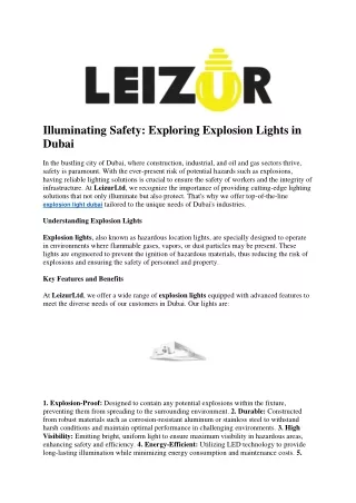 Illuminating Safety Exploring Explosion Lights in Dubai