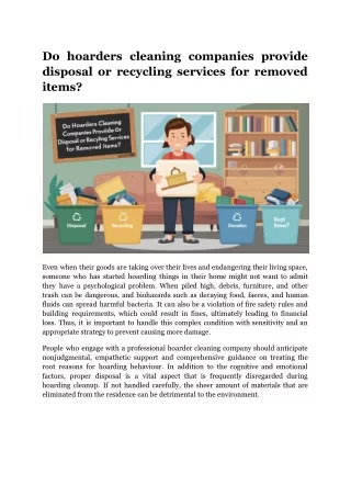 Do hoarders cleaning companies provide disposal or recycling services for removed items