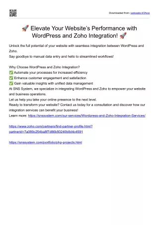 Elevate Your Website’s Performance with WordPress and Zoho Integration!