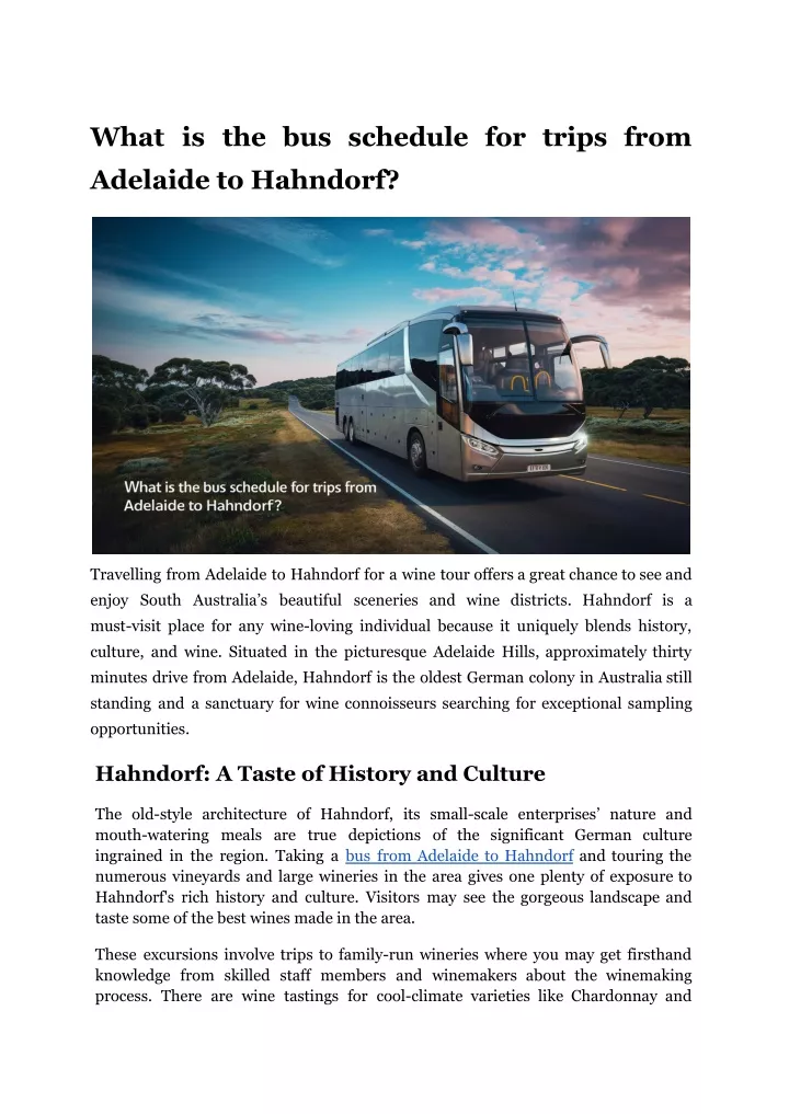 what is the bus schedule for trips from adelaide