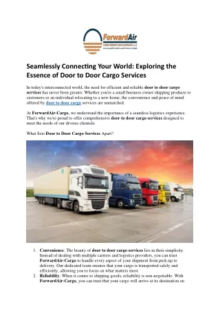 Seamlessly Connecting Your World Exploring the Essence of Door to Door Cargo Services
