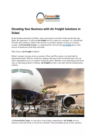 Elevating Your Business with Air Freight Solutions in Dubai