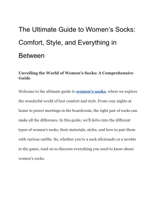 The Ultimate Guide to Women’s Socks_ Comfort, Style, and Everything in Between