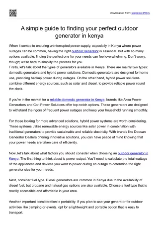 A simple guide to finding your perfect outdoor generator in kenya