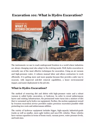 Excavation 101: What is Hydro Excavation?