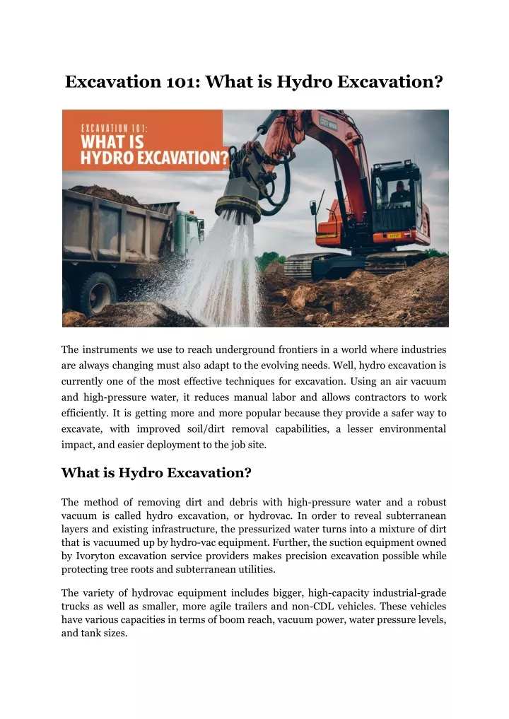 excavation 101 what is hydro excavation