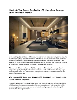 Illuminate Your Space_ Top-Quality LED Lights from Advance LED Solutions in Phoenix