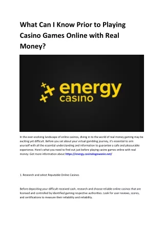 Energy Casino - Logowanie i Rejestracja