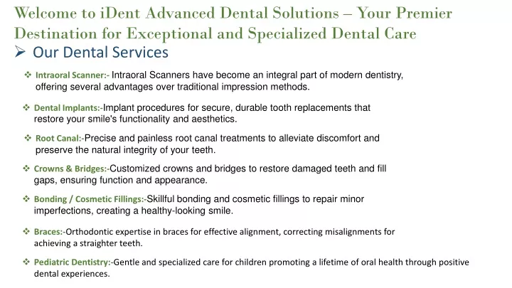 welcome to ident advanced dental solutions your