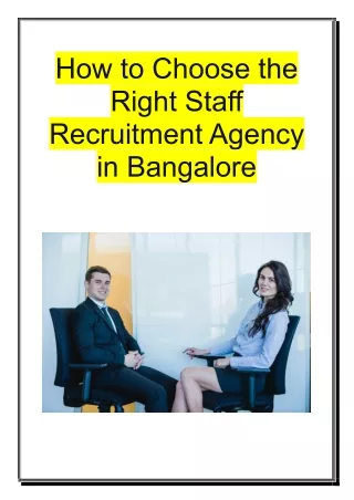How to Choose the Right Staff Recruitment Agency in Bangalore
