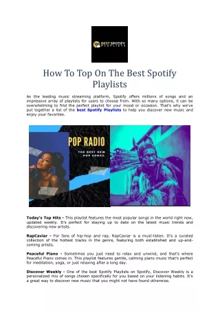 How To Top On The Best Spotify Playlists