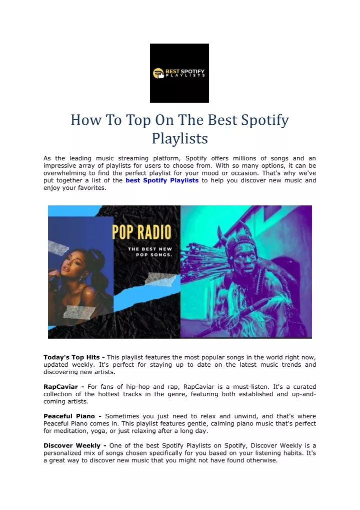 how to top on the best spotify playlists