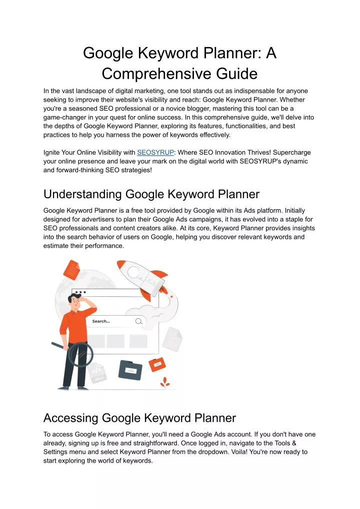 google keyword planner a comprehensive guide