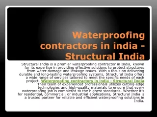Waterproofing contractors Service in india - Structural India