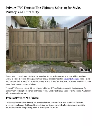 Privacy PVC Fence from Oasis Outdoor Products