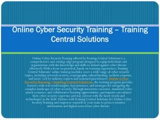 Cyber Security Training Online – Training Central Solutions