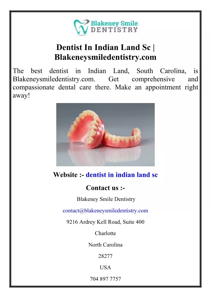 dentist in indian land sc blakeneysmiledentistry