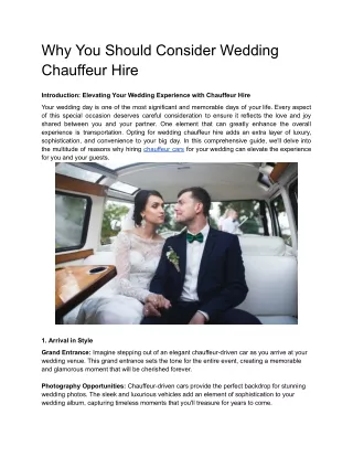 Why You Should Consider Wedding Chauffeur Hire