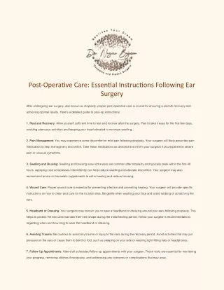 Essential Instructions Following Ear Surgery In Dubai