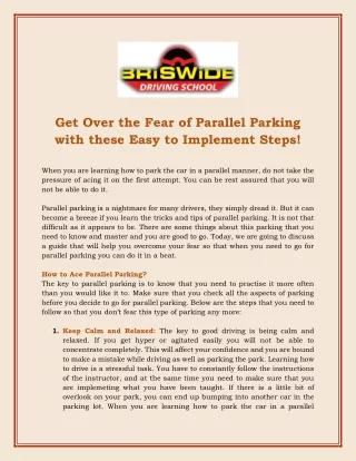 Get Over the Fear of Parallel Parking with these Easy to Implement Steps!