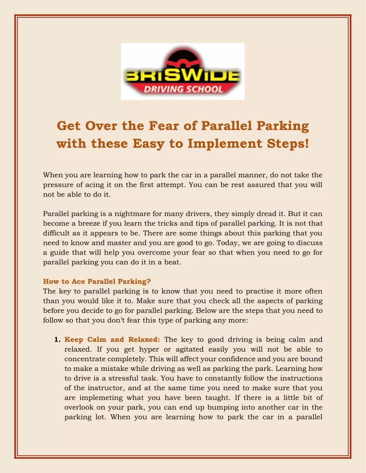 get over the fear of parallel parking with these