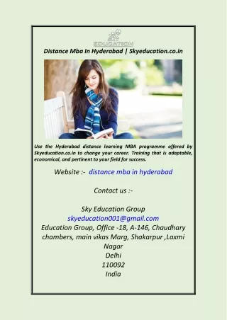Distance Mba In Hyderabad  Skyeducation.co.in