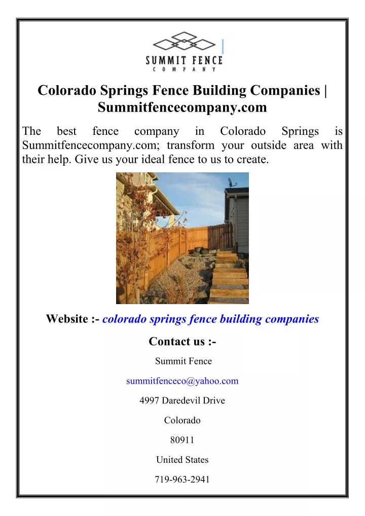 colorado springs fence building companies
