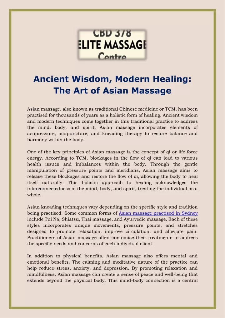 ancient wisdom modern healing the art of asian