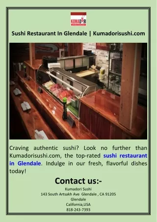 Sushi Restaurant In Glendale  Kumadorisushi.com