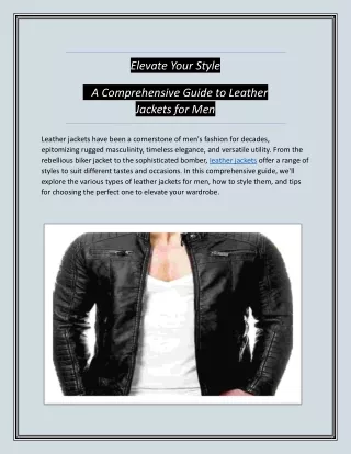 Elevate Your Style: A Comprehensive Guide to Leather Jackets