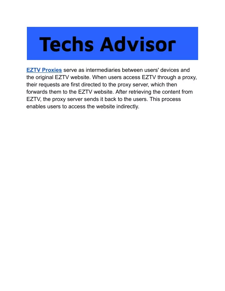 eztv proxies serve as intermediaries between