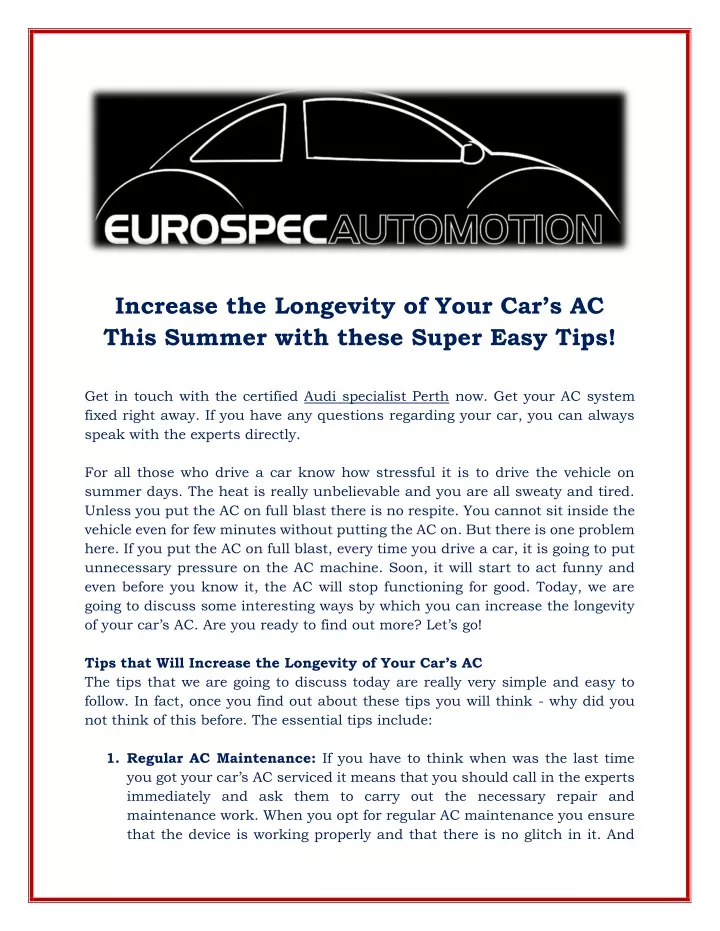 increase the longevity of your car s ac this