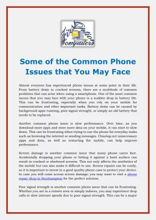 Some of the Common Phone Issues that You May Face