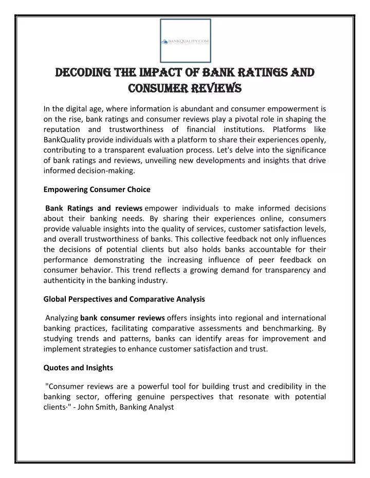 decoding the impact of bank ratings and decoding