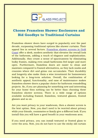 Choose Frameless Shower Enclosures and Bid Goodbye to Traditional Curtains