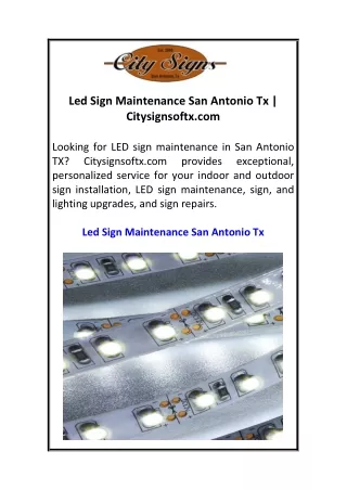 Led Sign Maintenance San Antonio Tx  Citysignsoftx.com