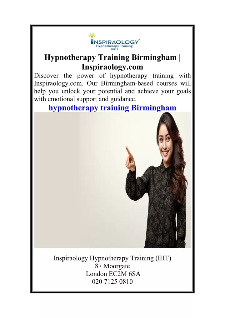 hypnotherapy training birmingham inspiraology