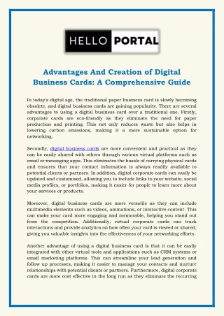 Advantages and Creation of Digital Business Cards: A Comprehensive Guide