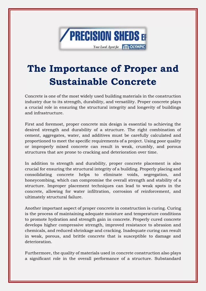 the importance of proper and sustainable concrete