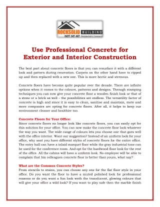 Use Professional Concrete for Exterior and Interior Construction