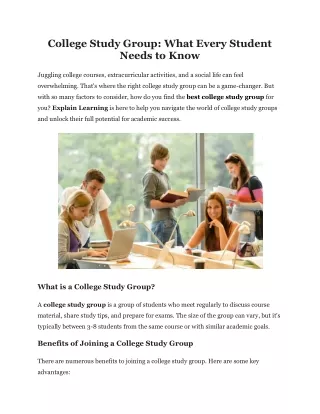 College Study Group What Every Student Needs to Know