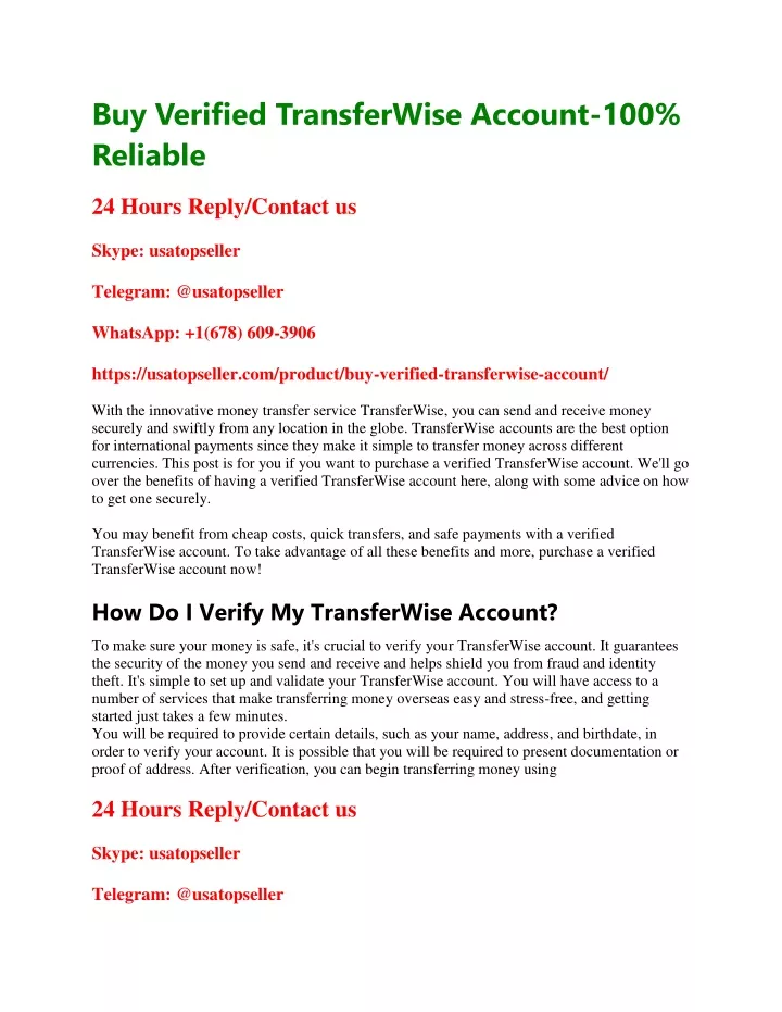 buy verified transferwise account 100 reliable