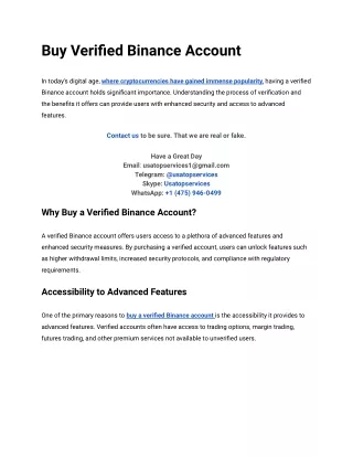 Top Only 1 To Buy Verified Binance Account